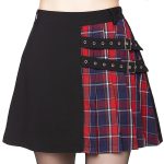 Bigary Women's Goth Skirt Gothic Punk Emo Plaid Pleated Short Skirt